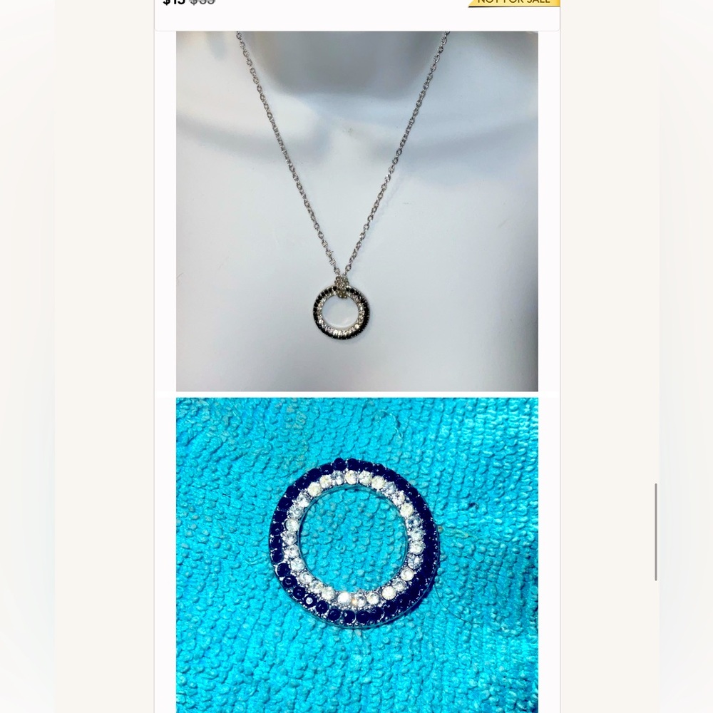 INFINITY ETERNITY CIRCLE OF LIFE CRYSTAL SIGN (ID)VINTAGE 03 PEDENT NECKLACE NW